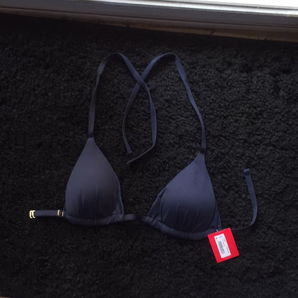 NWT spanx navy blue bikini top with pads small - Picture 1 of 5